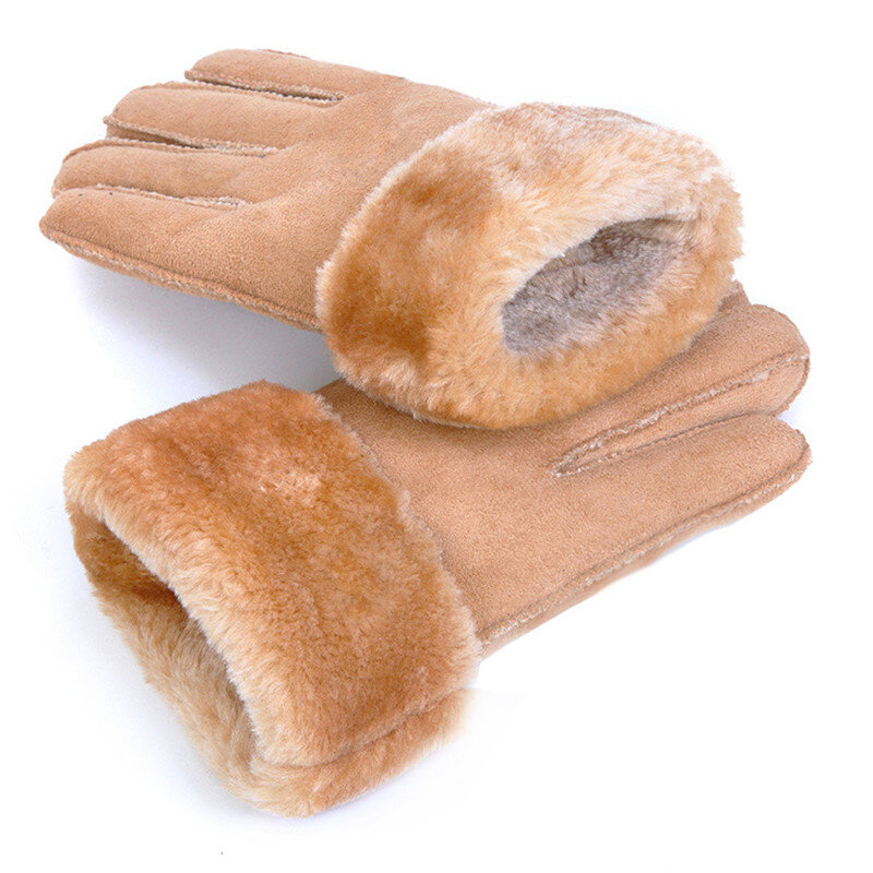 2019 Winter Men Deer Skin Leather Gloves For Men Warm Soft Black Men Mittens Imitate Rabbit Hair Wool Lining Gloves Men Mitten