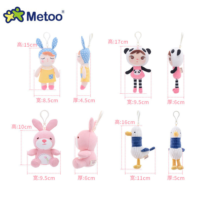 Metoo-Mini muñeco de peluche de animales para niñas, juguete suave de Angela Rabbit, gaviota, unicornio, León, panda, oso, koala, cerdo colgante