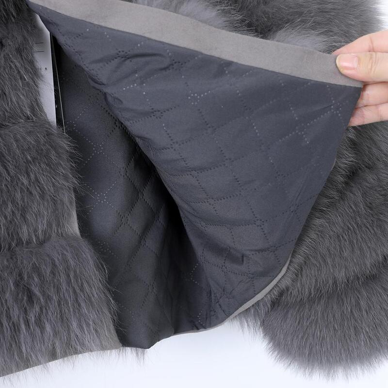2020 Maomaokong 50ซม.ธรรมชาติFox Fur Jacketสุภาพสตรีฤดูหนาวธรรมชาติขนสัตว์เสื้อกั๊กเสื้อขนสัตว์ที่ถอดออกได้เสื้อกั๊กแจ็คเก็ตFashi