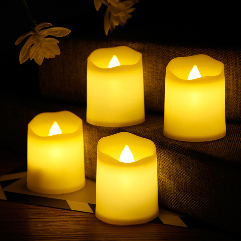 1 шт. беспламенные теплые белые светодиодные электрические свечи на батарейках, Чайные свечи для праздничных вечеринок, свадеб, Рождественское украшение