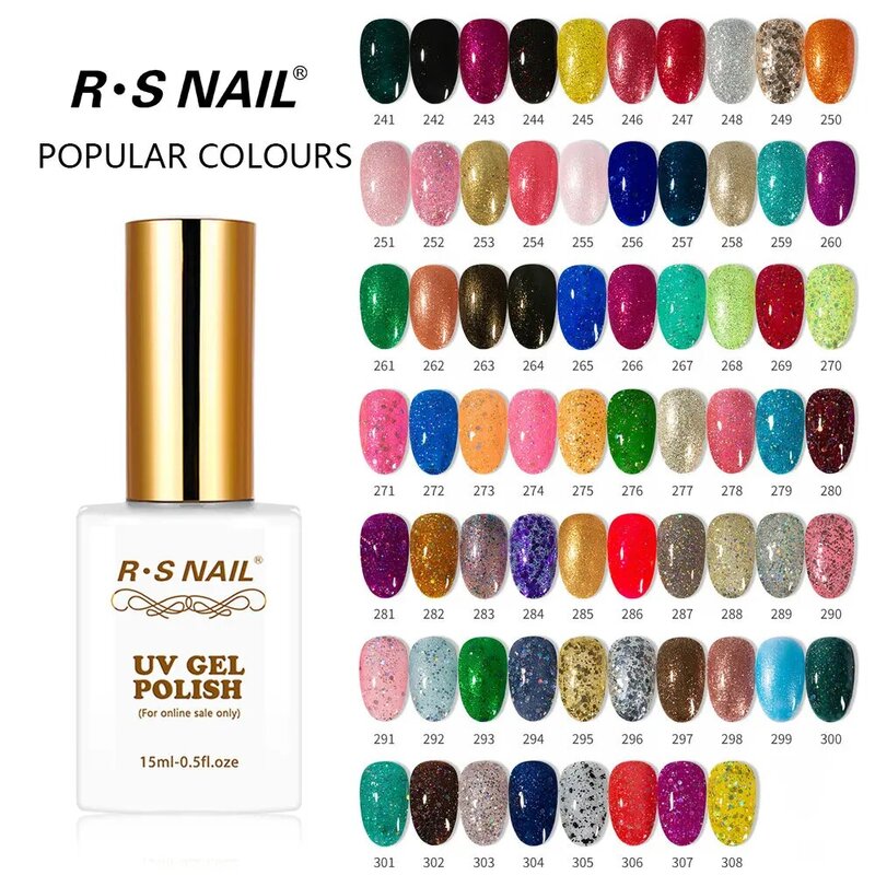 RS NAIL-esmalte para uñas de Gel UV, laca de Gel para decoración de uñas, 308 colores, Color negro, blanco, rojo, 5, 15ml, #241-308