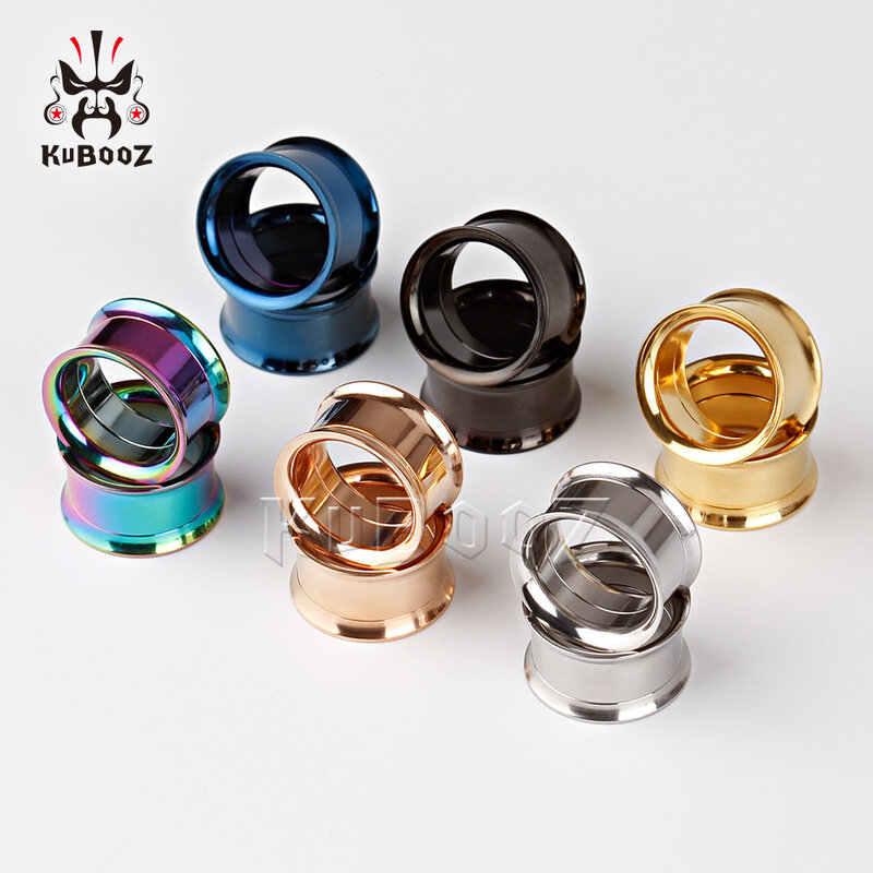 KUBOOZ-anillo para Piercing de oreja para hombre y mujer, ensanchadores de joyería corporal, túneles de acero inoxidable, tapones expansores, medidores, 6-25mm