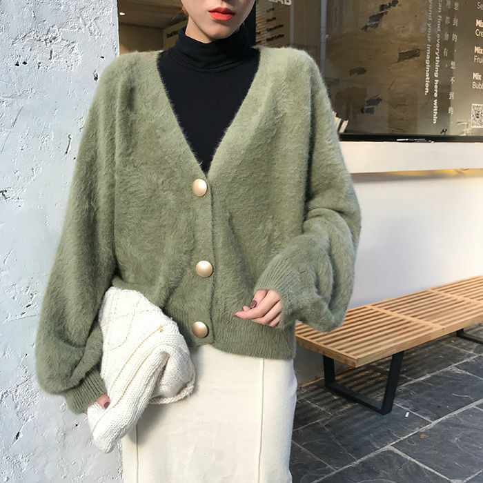 Elegant Long Sleeve Mohair Sweater Women 2021 New Single-Breasted Female Short Cardigan Soft Flexible Knitted Outwear S-3XL