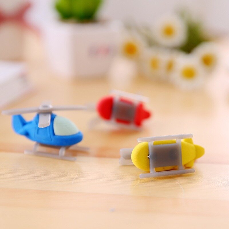 1pc kreatywny gumka Cartoon helikopter modelowanie gumki materiały piśmienne dla uczniów nagrody hurtowe dla dzieci gumka do mazania