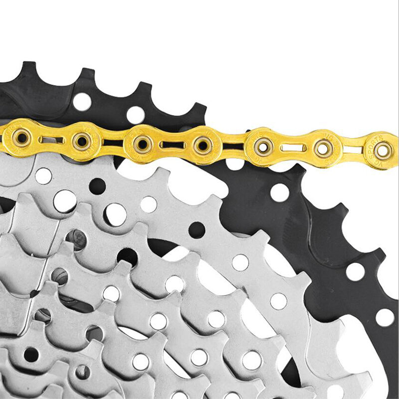 VG Sports 8 9 10 11 speed Bicycle chain silver half hollow bike chain mountain road bike full hollow chains ultralight 116L gold