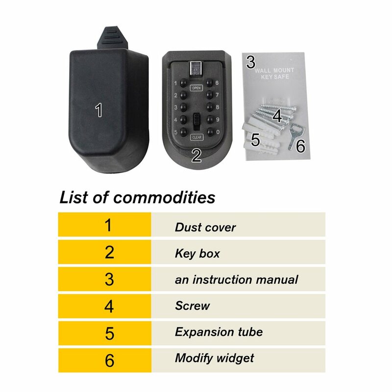 Wand Montiert Outdoor Schlüssel Lagerung Lock-Box 10 Digit Push-taste Kombination Passwort Key Safe Box Verstellbarem Code Schlüssel halter