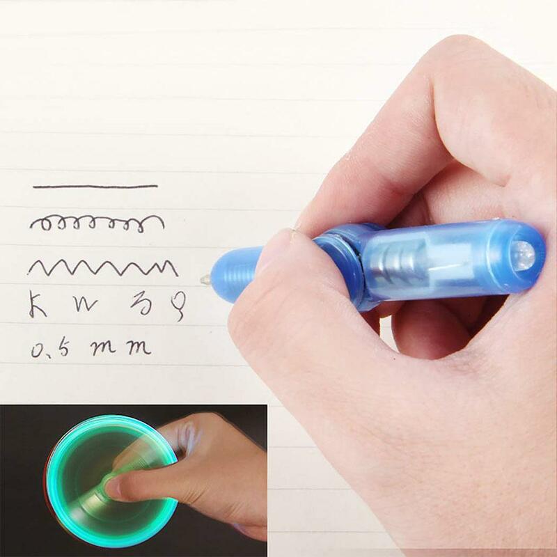 야광 LED 라이트 피젯 스피너 핸드 탑 볼펜, 어둠 속에서 빛나는 EDC 피젯 스피너, 손가락 스트레스 해소 장난감 펜