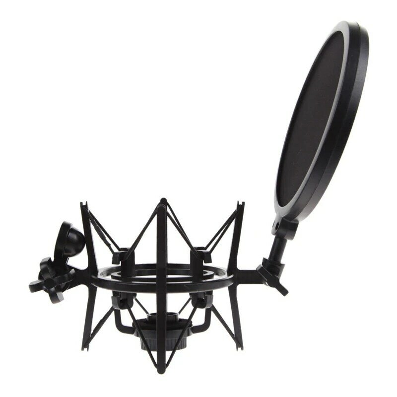 Suporte de microfone profissional com escudo, Universal Shock Mount, cabeça articulada, suporte, suporte para estúdio transmissão