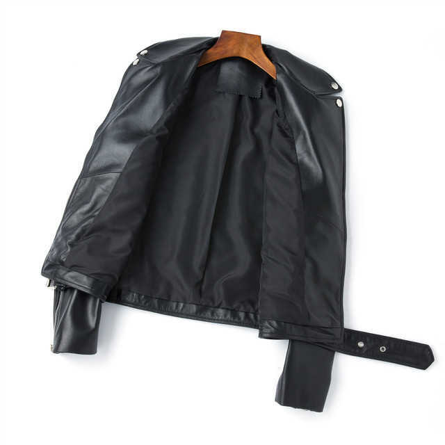 女性の本革のジャケット100%,本物のシープスキン,オム,ベーシックなオートバイの服,大きなコート