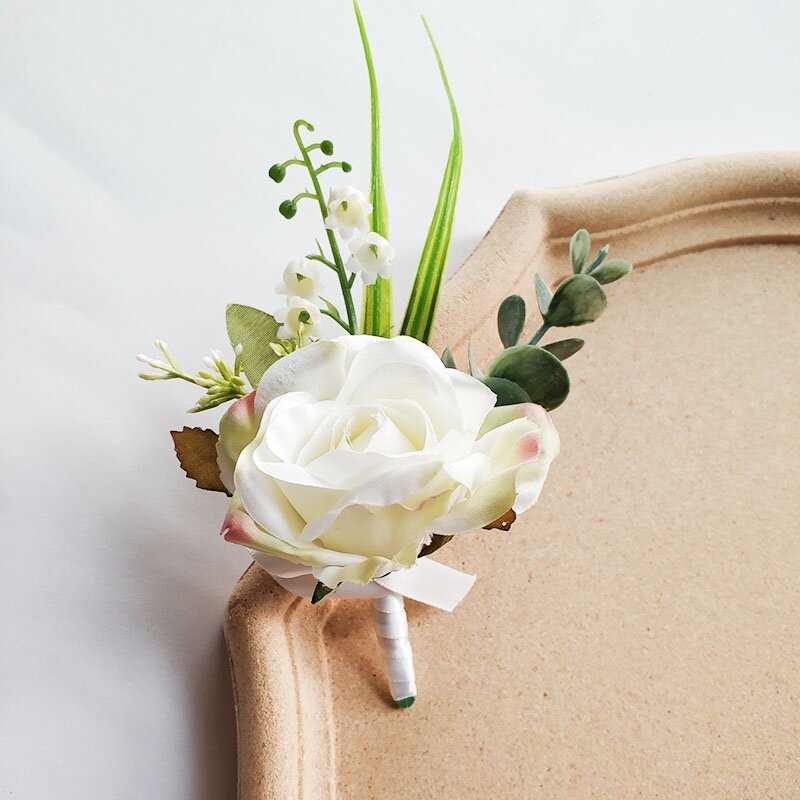 Ślub Boutonniere Mariage Homme stanik Groom broszka kwiaty sztuczne róże przypinki na klapę dziurka Groomsman Prom akcesoria