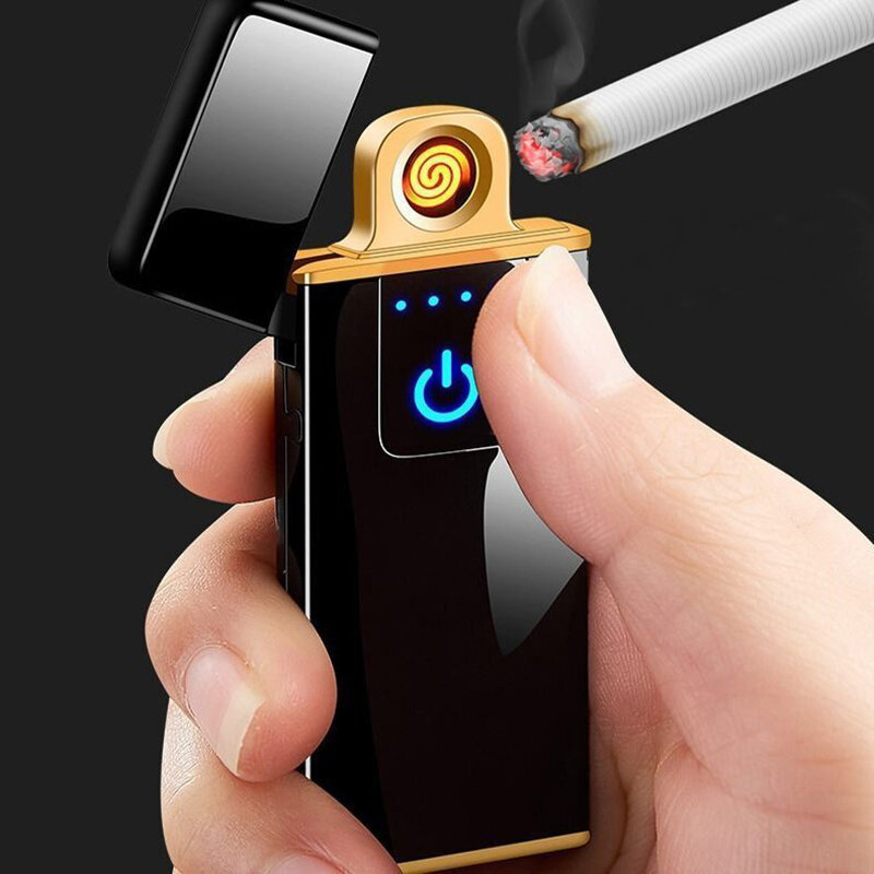 Encendedor recargable táctil inducción creativo Ultra-Delgado USB cigarrillo tungsteno calefacción encendedor electrónico a prueba de viento mejor regalo