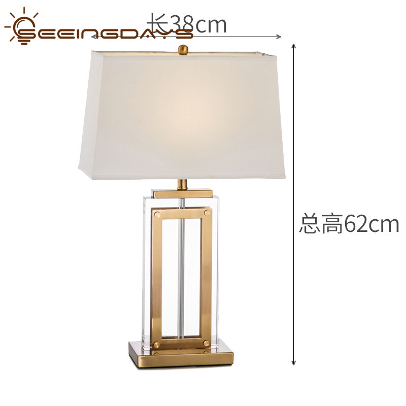 Post Modern New Chinese Style Simple Crystal Table Lamp Fashion Square Bedroom Bedside Lamp Luxury Living Room Home Decor 220v