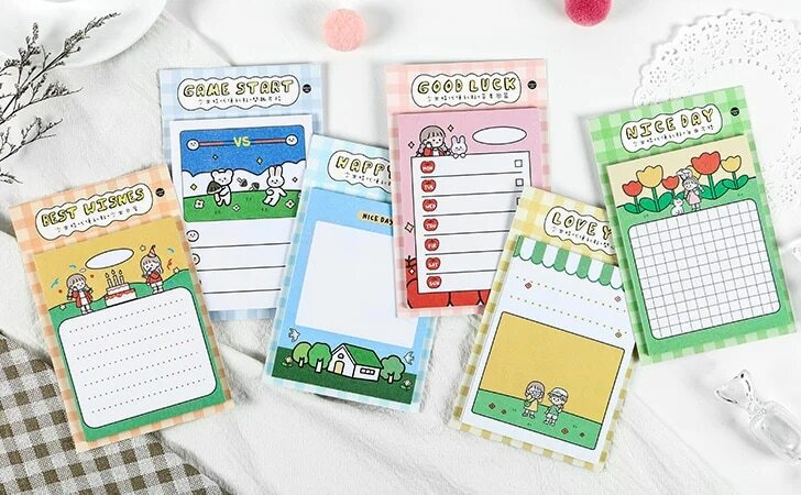 Happy Girl Sticky Note Memo Pad (1Pack)