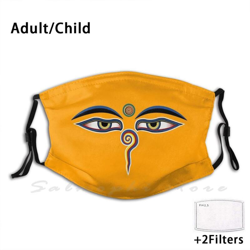 Masque facial avec filtre pm 2.5, yeux de bouddha, impression drôle, réutilisable, yeux de sagesse, de paix, d'harmonie et d'unité