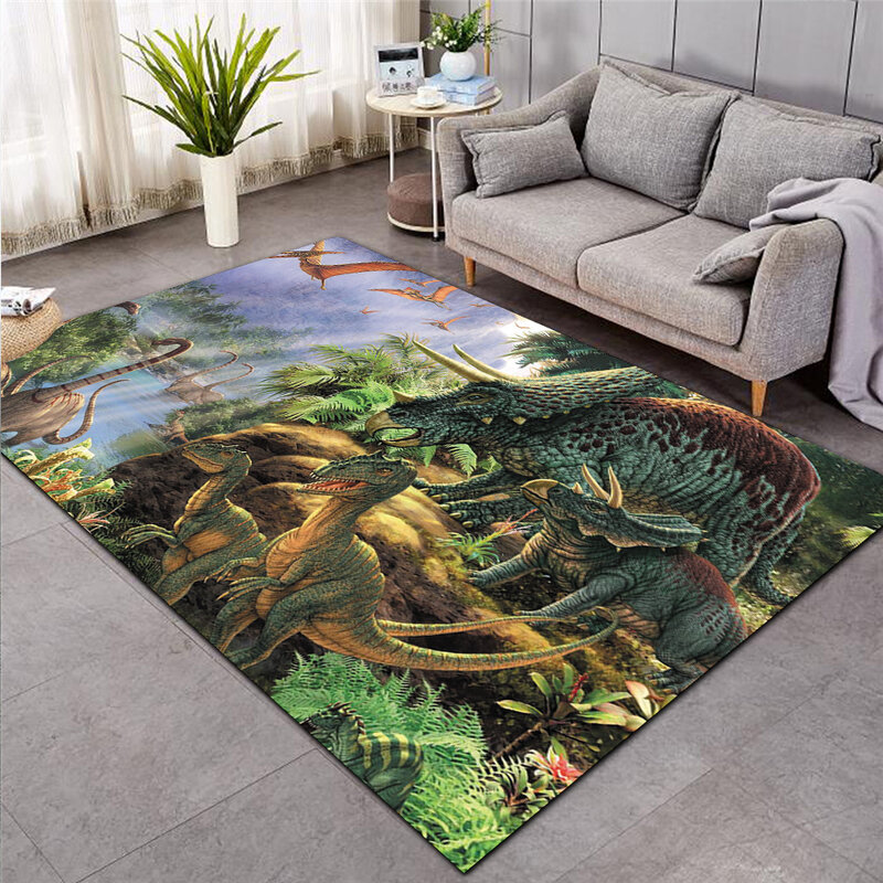 Dinosauro per bambini Shaggy tappetino antiscivolo tappeto da gioco tappeto 3D tappeto antiscivolo sala da pranzo soggiorno morbido tappeto per camera da letto per bambini tappeto Home 002