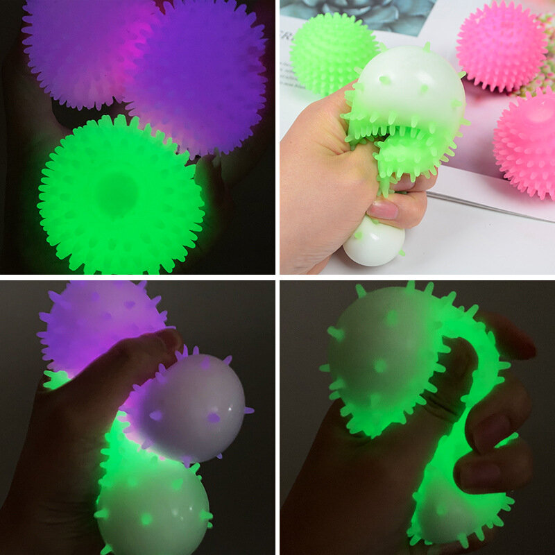 6cm palla luminosa carina con spine Fidget Toys palline da massaggio per bambini giocattolo di decompressione giocattoli per bambini giocattolo di rilascio della pressione dell'ufficio