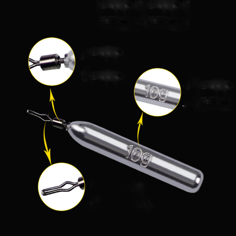 14pcs/set Drop Shot Lead Fishing Sinkers Drop Shot Rig Silver Cylindrical Lead Weights with Box 5g/7g/10g/12g/15g