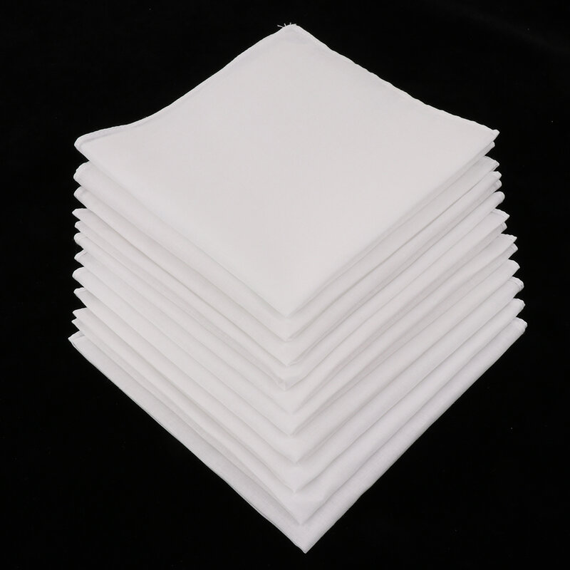 Мужские Белые носовые платки 5/ 10 шт., хлопковые квадратные Сверхмягкие моющиеся карманные Квадратные платки размером 28x28 см, карманное полотенце