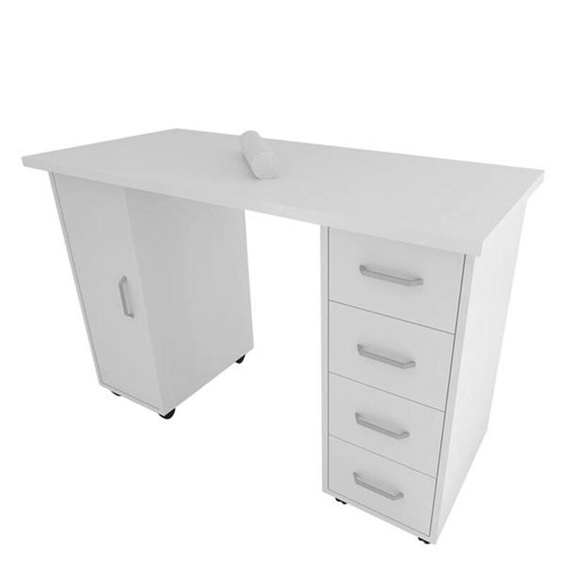 Double Edged Manicure Nail Table with Drawer Station Desk White US Shipping
