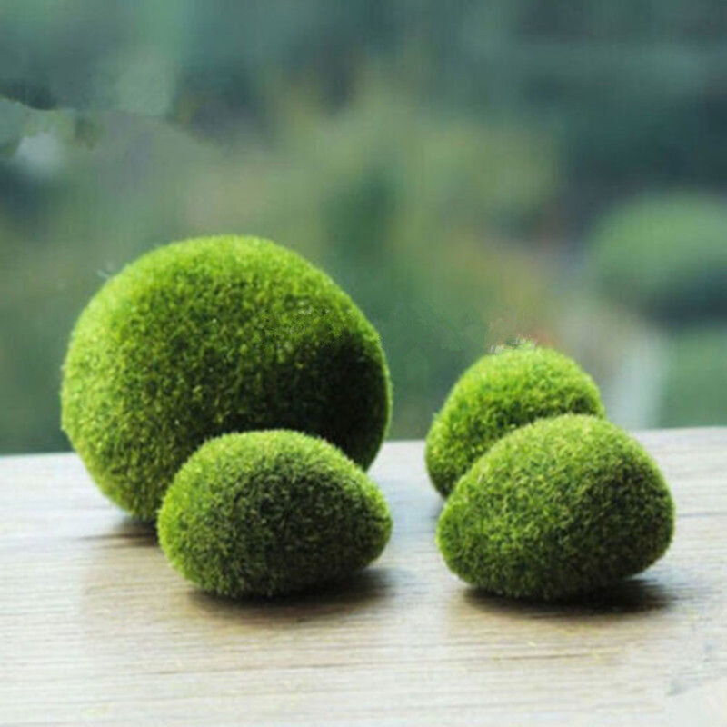 1 Pcs Artificial Green Moss Ball Fake Stone Simulation Plant DIY Decoration For Shop Window Hotel Home Office Plant Wall Decor
