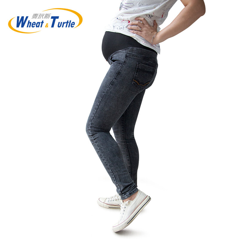 Penjualan Panas Berkualitas Baik Katun Denim Adjustable Celana Jeans Ibu Hamil Semua Pertandingan dan Semua Musim Cocok Jeans untuk Wanita Hamil Jeans