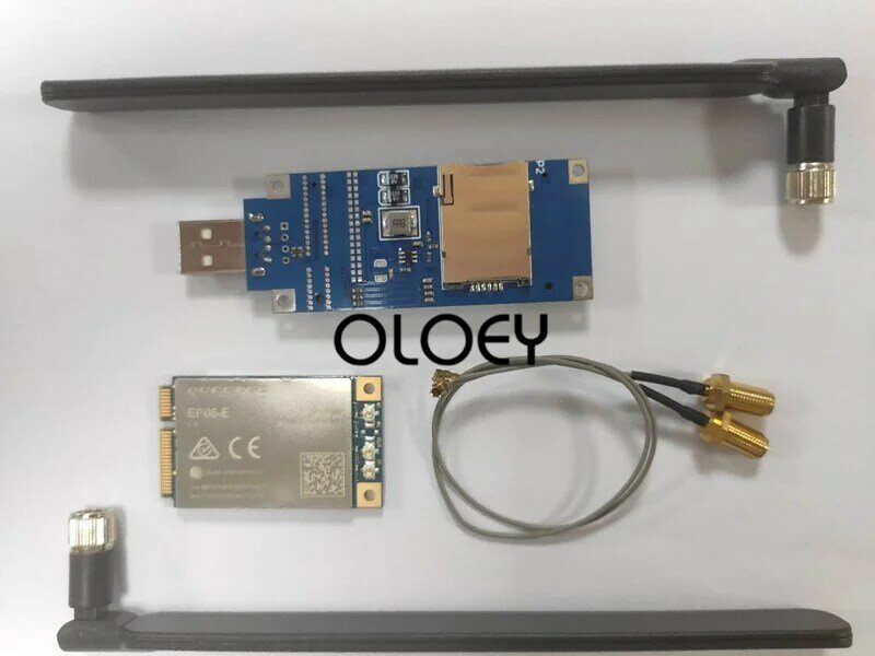 1 Uds EP06-E módulo MINIPCIE CAT6 LTE, 2 uds cable adaptador de antena de 15cm, 2 uds antena LTE, 1 Uds Placa de desarrollo portátil USB