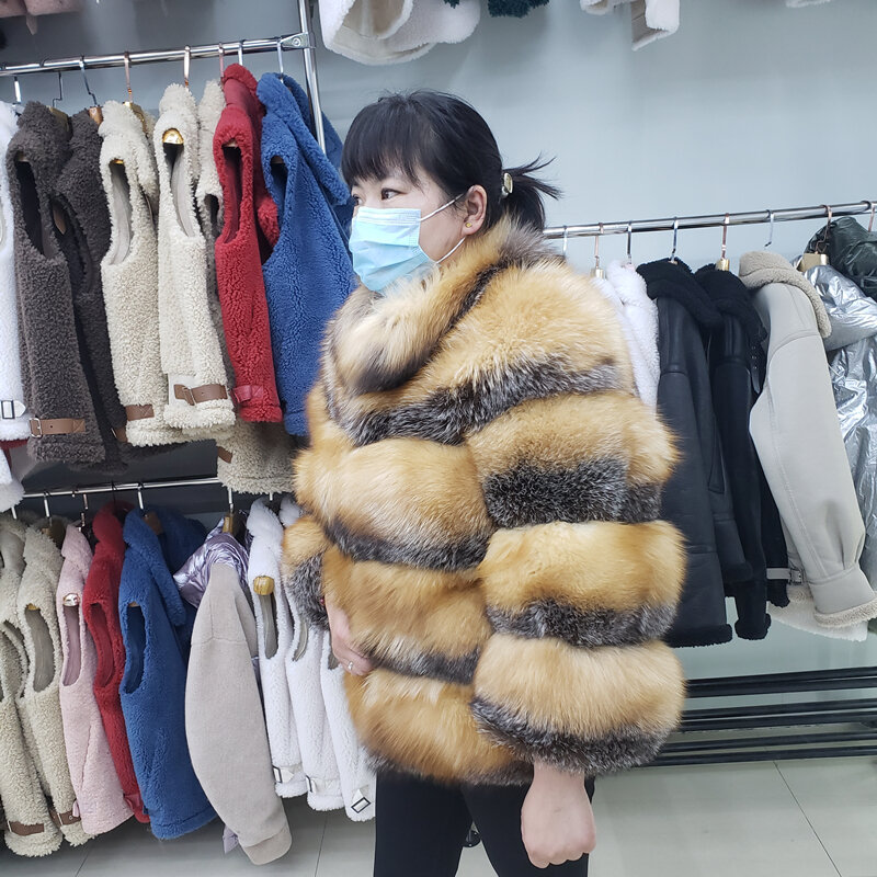 2021 nowych kobiet prawdziwe futro z lisów futro naturalne luksusowe zimowe grube ciepłe płaszcz dziewczyna kurtka z prawdziwego futra darmowa wysyłka