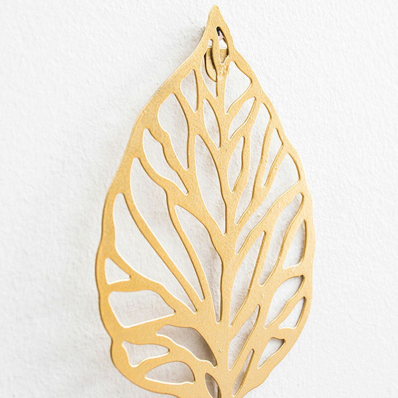 Luxo folha dourada em forma de gancho bolsa casaco rack chave cabide parede pendurado decoração