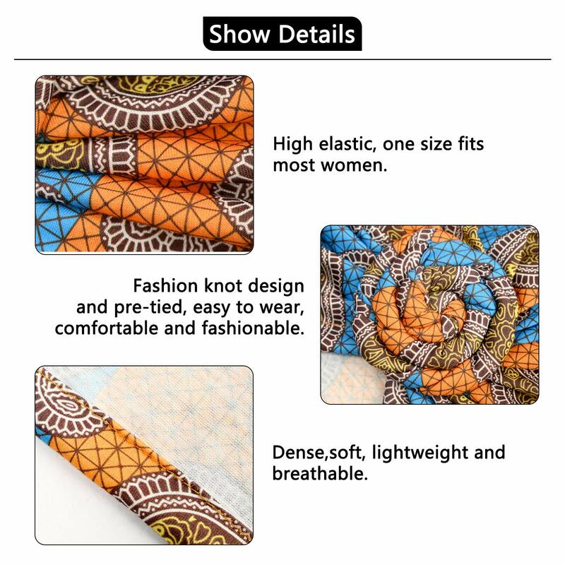 2022 패션 미리 묶은 매듭 머리 랩, 터번 보닛, 아프리카 머리 랩, 보헤미아 무슬림 히잡 모자