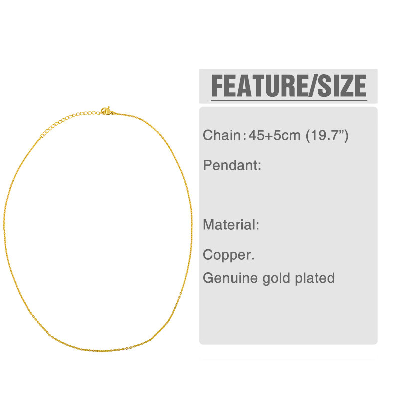 Cocesrio-真ちゅう製の金メッキネックレス,幅1.5mm,ジュエリー作り用