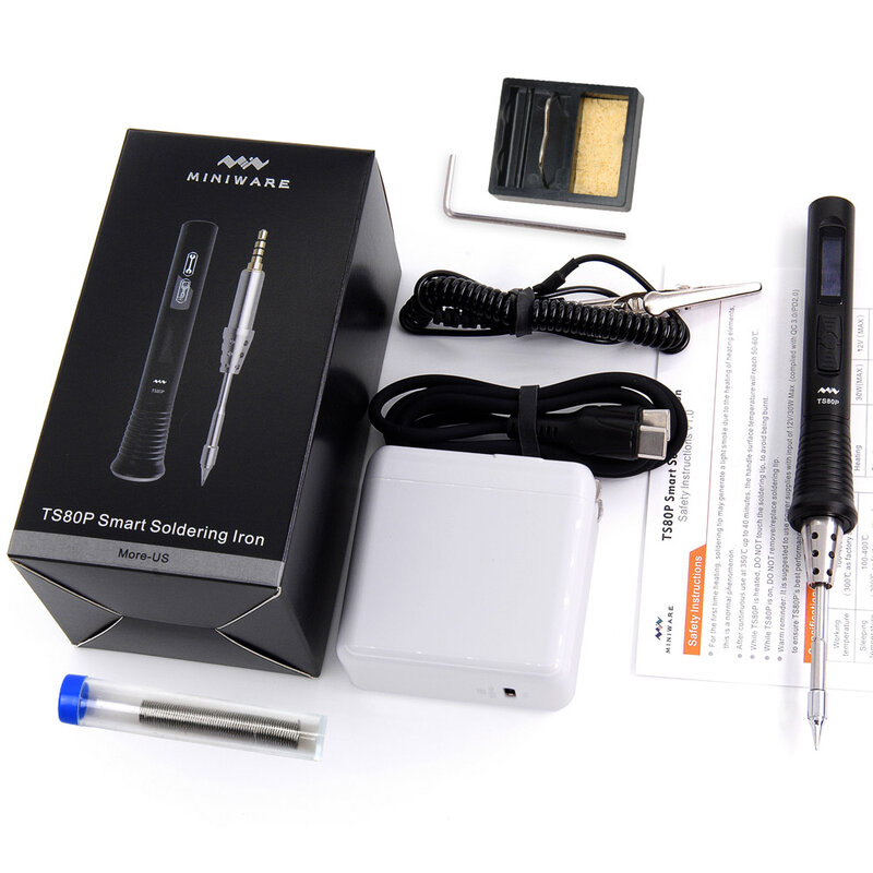 Портативная электрическая цифровая паяльная станция Mini TS80P, паяльное жало, OLED-дисплей с сумкой-органайзером, зарядное устройство USB Type-C