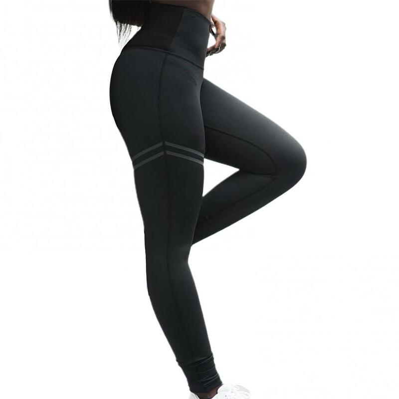 Calça legging feminina fitness cintura alta sem costura, calça de ginástica listrada para mulheres treino esportivo primavera outono 2021