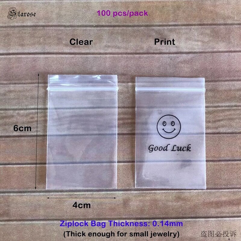 Starose 100Pcs/Lot New 4x6cm Thumbs Up Print Clear Ziplock Bags Good Luck Jewelry Packing ZIP Bag Waterproof Plastic Sealed Bag