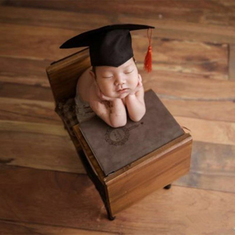 Newborn fotografia adereços graduação boné para crianças pré-escolar creche grad cerimônia foto tiro chapéu