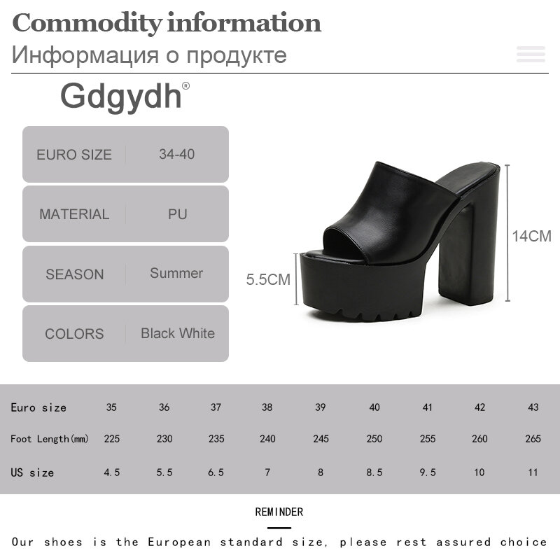 Gdgydh-Mules de plataforma con tacón cuadrado para mujer, sandalias sin cordones con punta abierta, color blanco y negro, gran calidad