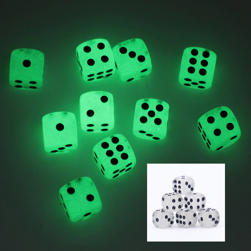 5PCS Noctilucent Dice High Quality Acrylic 6 Sided Round Corner Digital Dice For KTV Bar Club Party Family Games