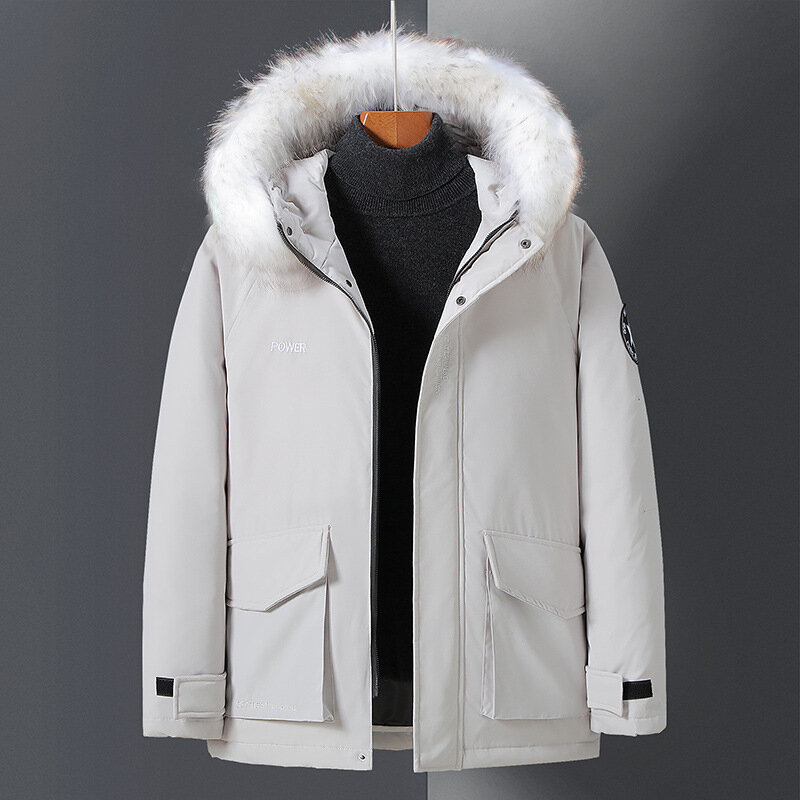 남성 다운 재킷 겨울 파카 모피 칼라 윈드 브레이커 다운 재킷 ThickCoat 남성 캐주얼 가을 따뜻한 Windpoof 겨울 남성 자켓