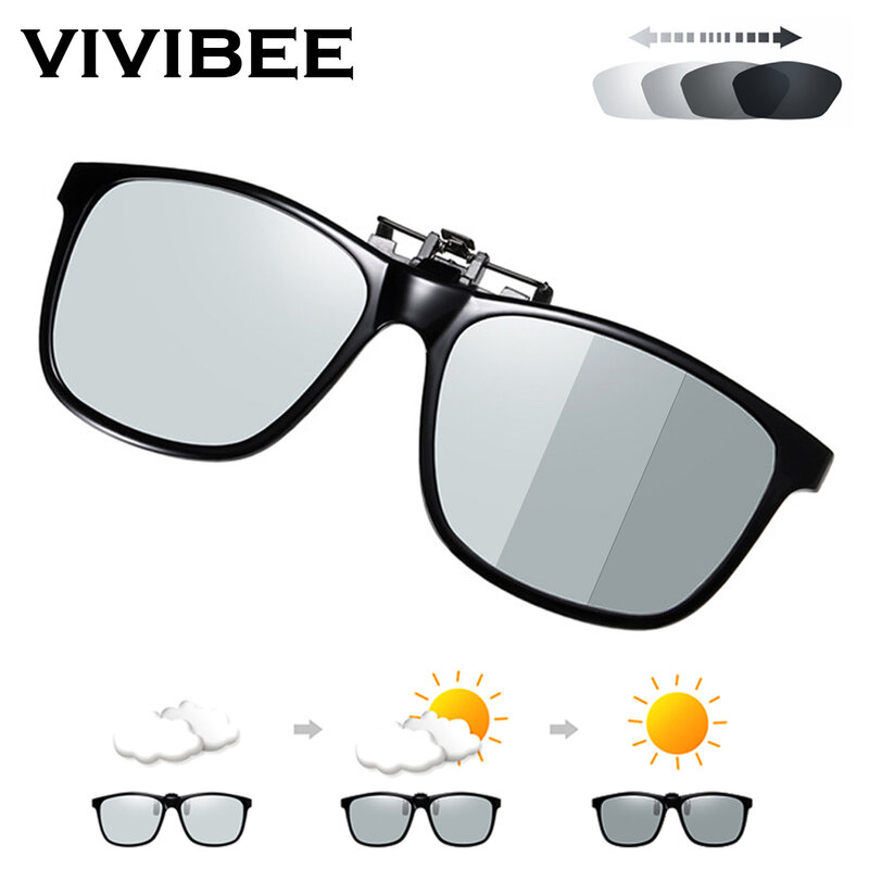 Gafas de sol polarizadas con Clip para hombre y mujer, lentes fotocromáticas con cambio de Color y visión nocturna, con protección UV400