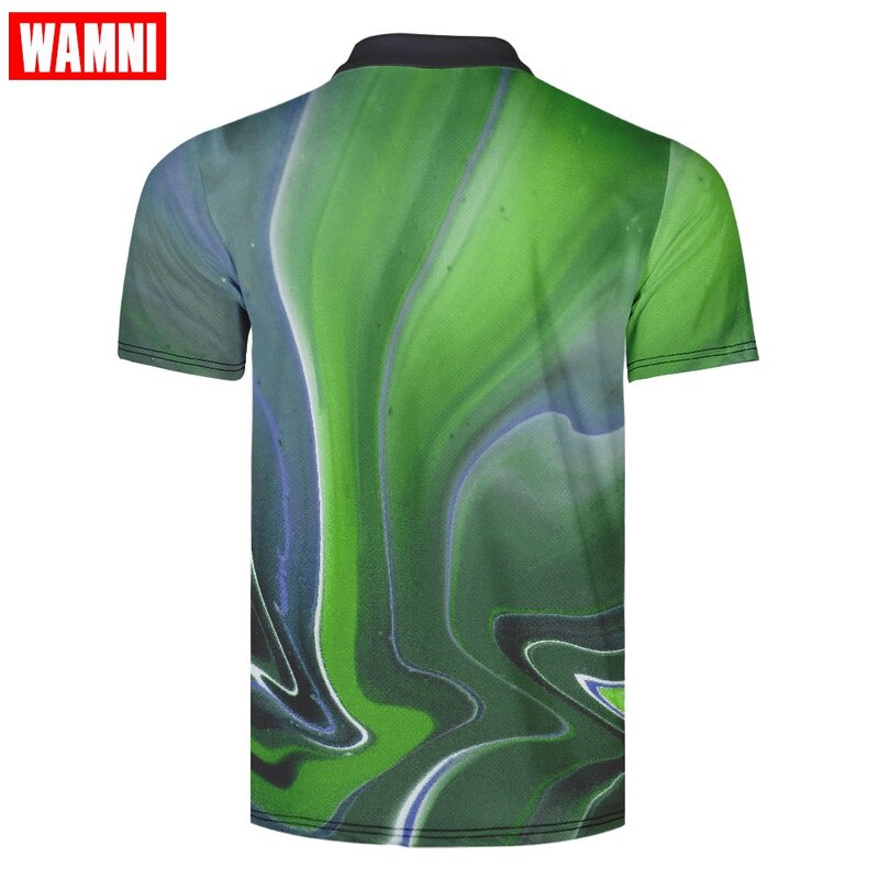 WAMNI marka 3D koszula Casual Sport skręcić w dół kołnierz mężczyzna tenis T Shirt szybkie suszenie Streetwear oddychająca wysokiej jakości koszulka