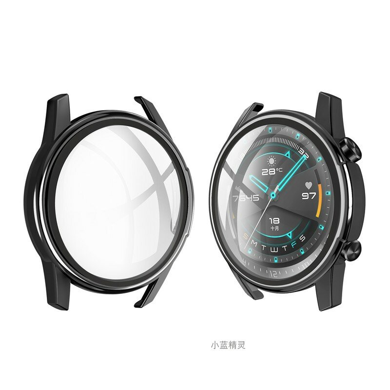 Protetor de vidro temperado para relógio huawei gt 2 2e, 46mm/42mm, capa completa para-choques, acessórios