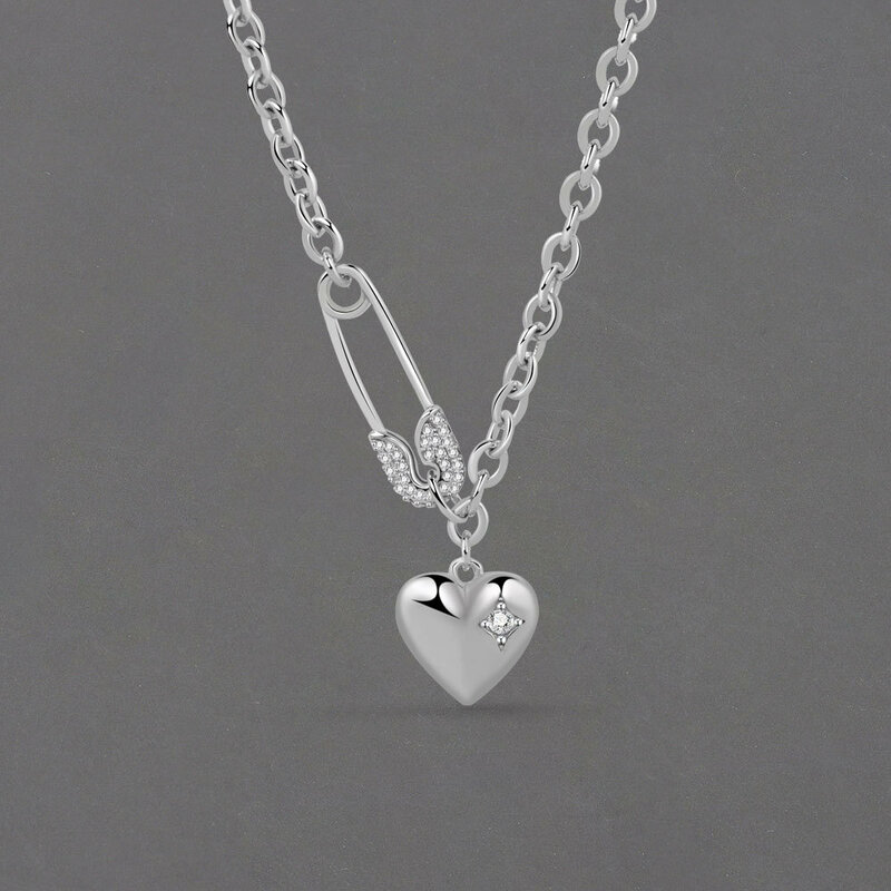 Collana in argento Sterling 925 per donna Clip a forma di cuore O catena Chocker Chirstamas regalo moda Trendy Fine Jelwery