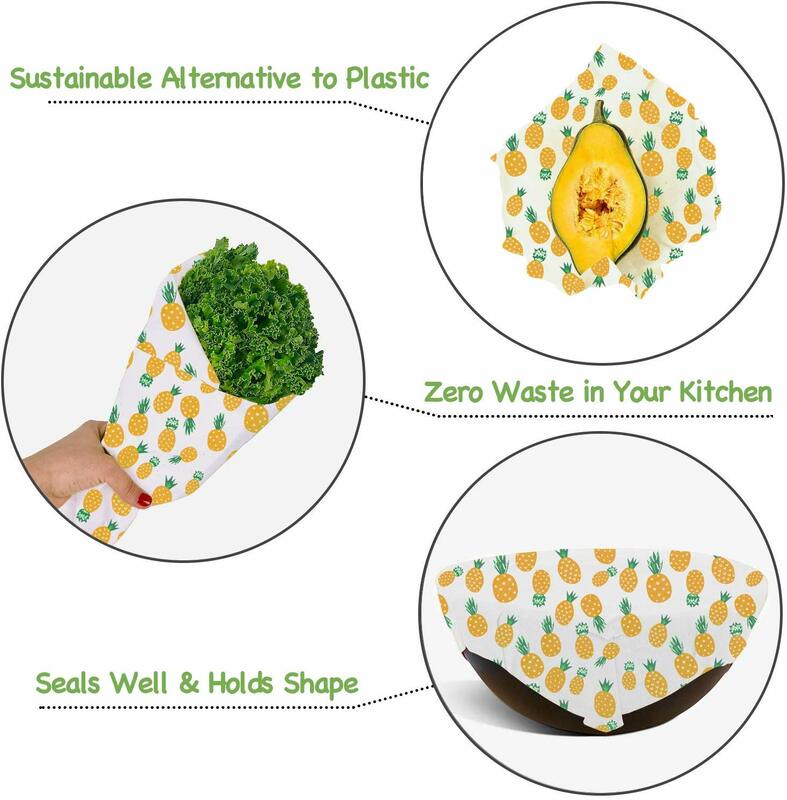 Reusable Beeswax Wraps 3PCS Surprise Printing Natural Cotton Cloth Vegetable Storage Cover  Bees Wax Food Wrap