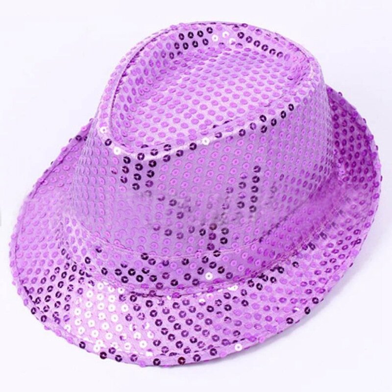Men Women Glitter Sequin Fedora Trilby Cap Dance Jazz Hat Dress Dance Party Hat