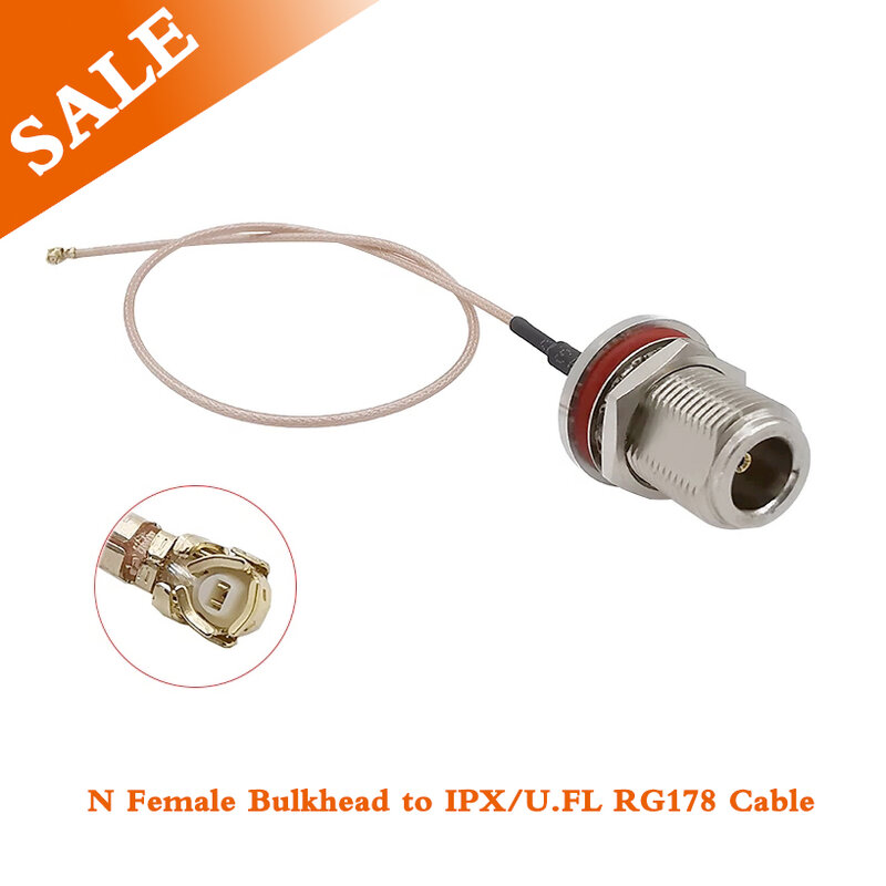N Female to IPEX/UFL RG178 Cable RF Coaxial Connector N Type Nut Bulkhead Jack to IPX Pigtail for PCI Wifi Card Wireless Router