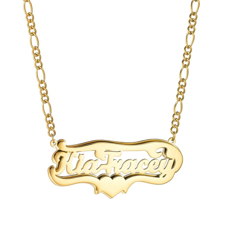 Customized Double Name Hip Hop Letter Necklace Name Gothic Double Plated Name Necklace Piercing Carving Pendants Jewelry Gift