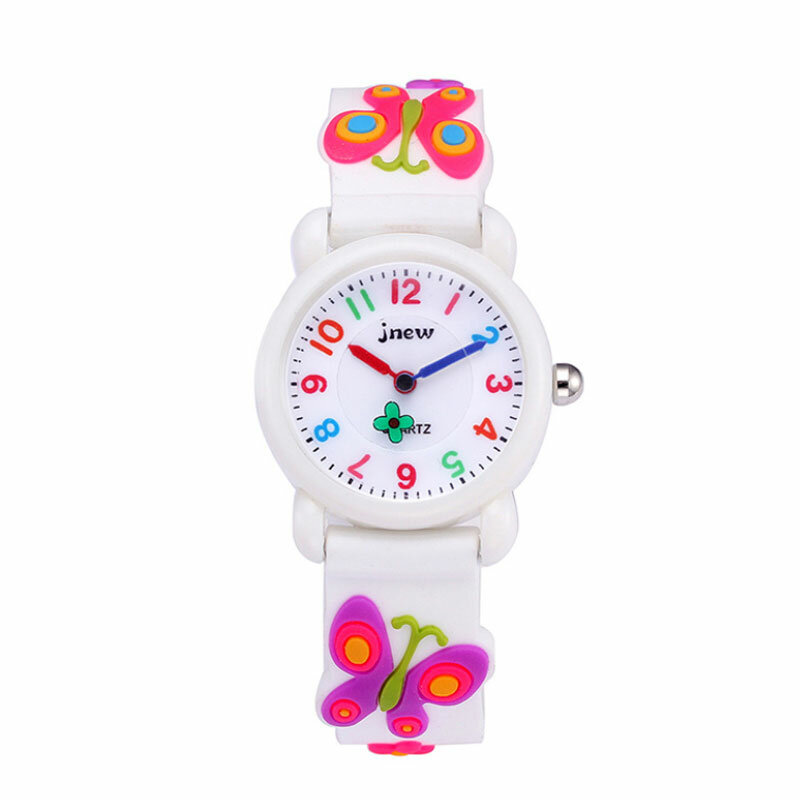 Reloj de silicona 3D con dibujos de mariposas para niños, reloj de cuarzo impermeable, reloj deportivo para escuela primaria para niña, regalo de Navidad para niño