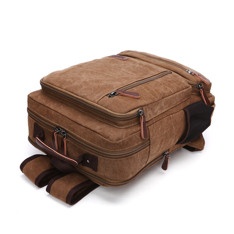 Винтажный холщовый рюкзак для мужчин, Вместительная дорожная сумка на ремне, модный студенческий портфель для ноутбука