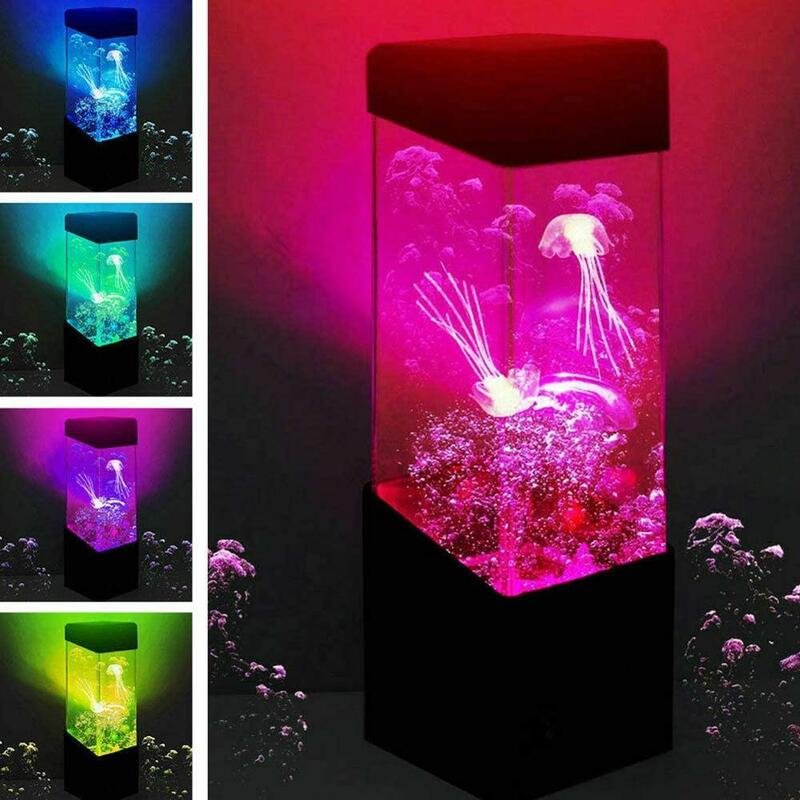 مصباح Led مع ضوء متغير اللون على شكل حوض أسماك قنديل البحر ، إضاءة مزاجية كهربائية لحوض السمك ، تركيبات إضاءة مزاجية ، مثالية لغرفة الطفل ، أو ك...