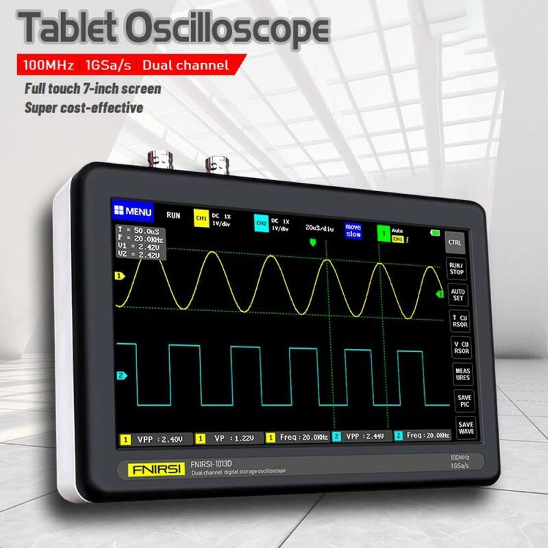 FNIRSI 1013D numérique 2CH 100M largeur de bande 1GS/s taux d'échantillonnage tablette Oscilloscope