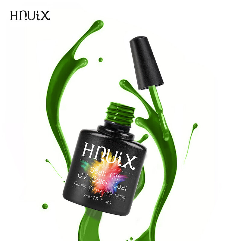 HNUIXTop Coat esmalte de uñas UV, Gel de Color mate, serie verde, pintura de uñas, Gel de manicura semipermanente, 7ml